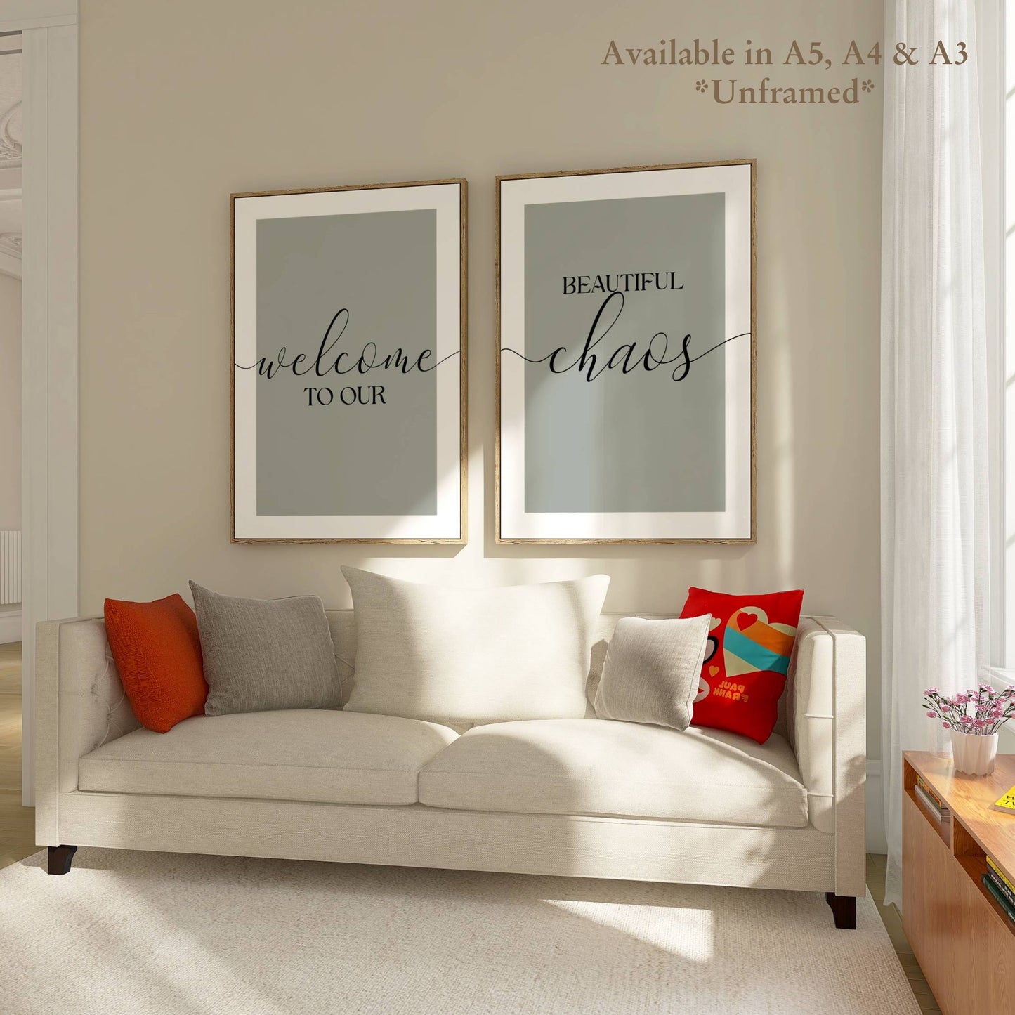 Set of 2 Green Family Wall Art Prints