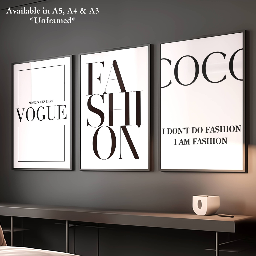 Set of 3 Luxury Fashion Designer Prints