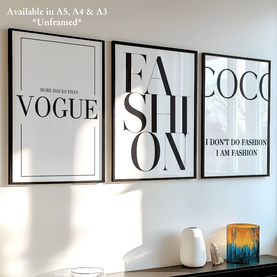 Set of 3 Luxury Fashion Designer Prints