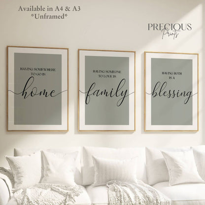 Set of 3 Green Family Posters