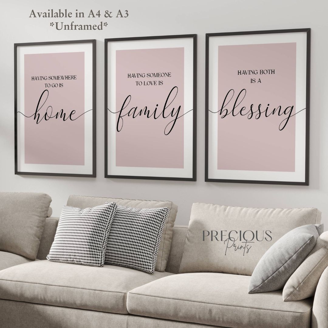 Set of 3 Pink Family Posters