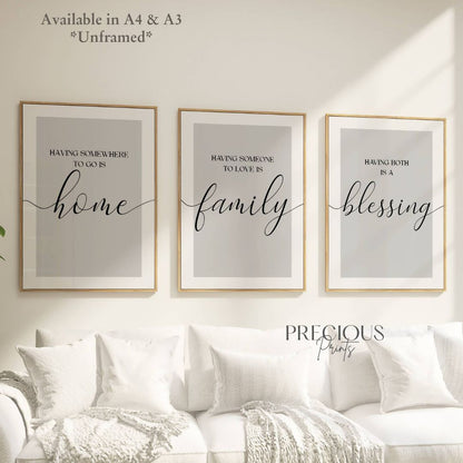 Set of 3 Grey Family Posters