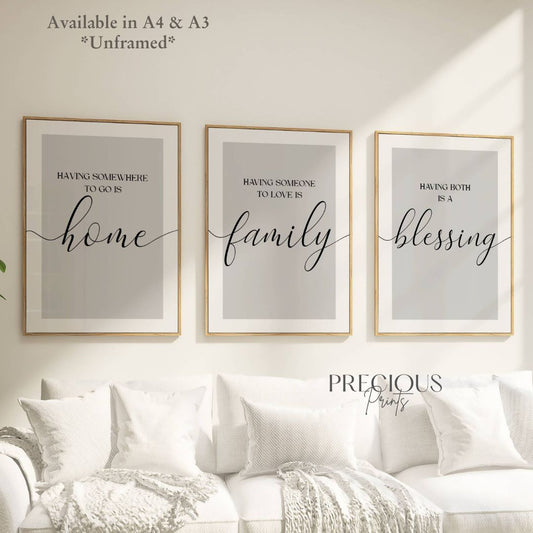 Set of 3 Grey Family Posters