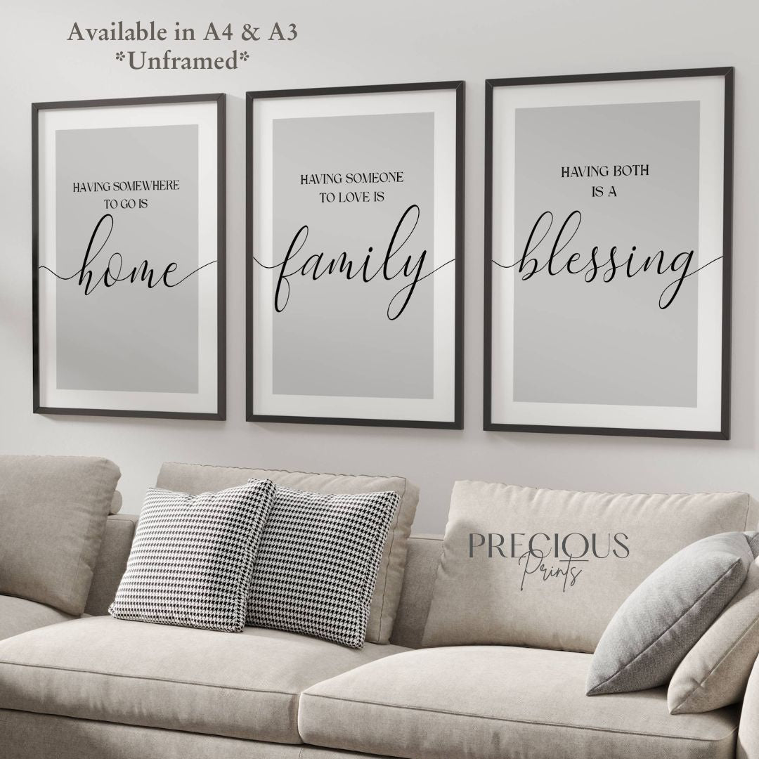 Set of 3 Grey Family Posters