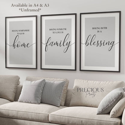 Set of 3 Grey Family Posters