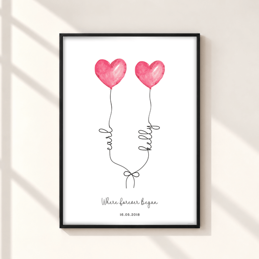 Personalised Heart Balloon Print