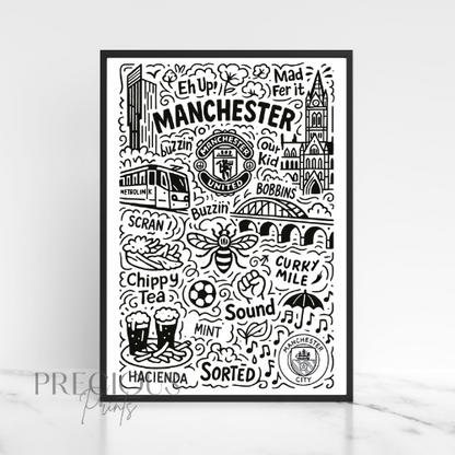 Manchester Doodle Art Print