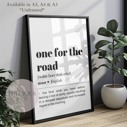 One For The Road Definition Poster