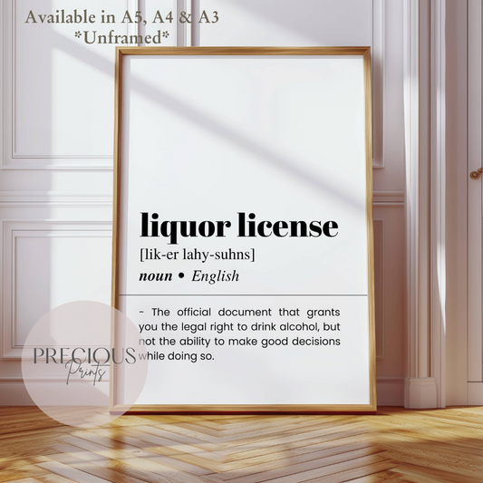 Liquor License Definition Poster