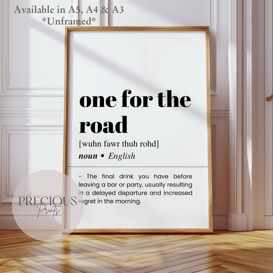 One For The Road Definition Poster