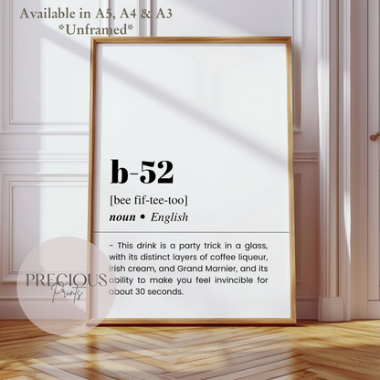 B-52 Word Definition Poster