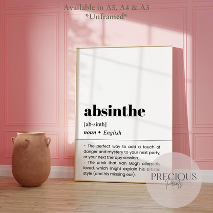 Absinthe Word Definition Poster