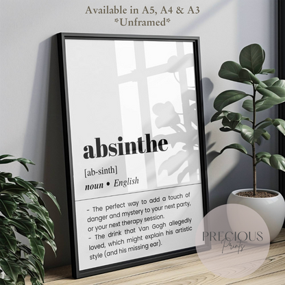 Absinthe Word Definition Poster