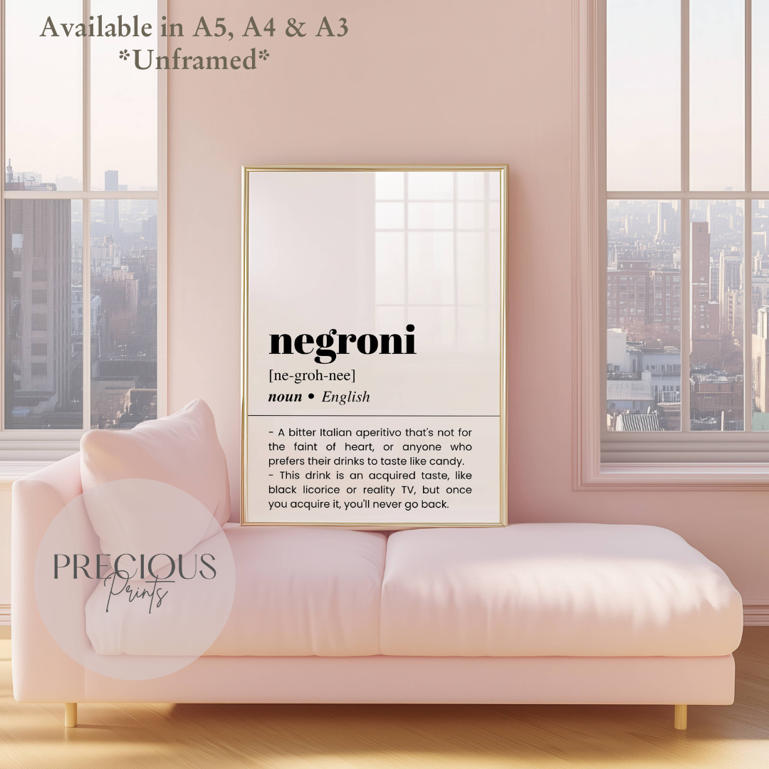 Negroni Word Definition Poster
