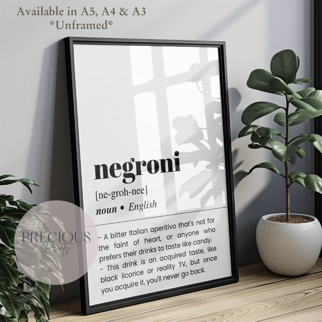 Negroni Word Definition Poster