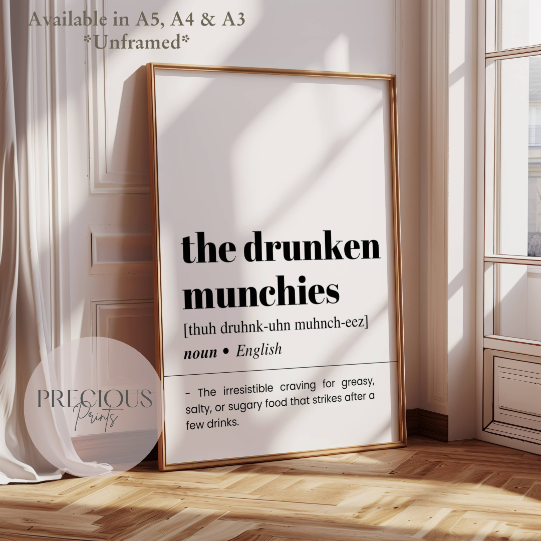 Drunken Munchies Definition Poster