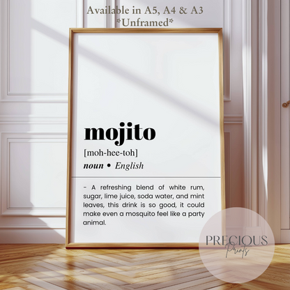 Mojito Word Definition Poster