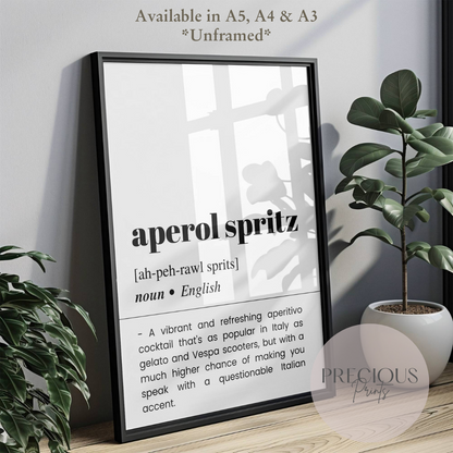 Aperol Spritz Word Definition Poster
