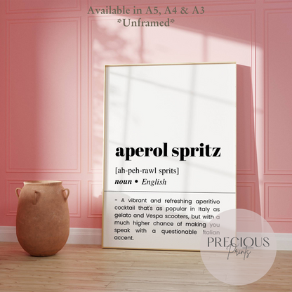 Aperol Spritz Word Definition Poster