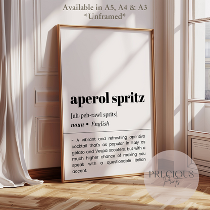 Aperol Spritz Word Definition Poster