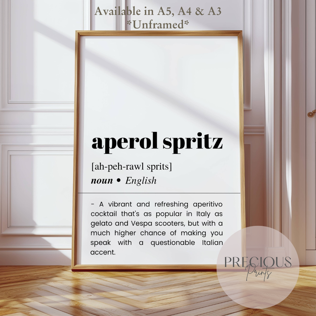 Aperol Spritz Word Definition Poster
