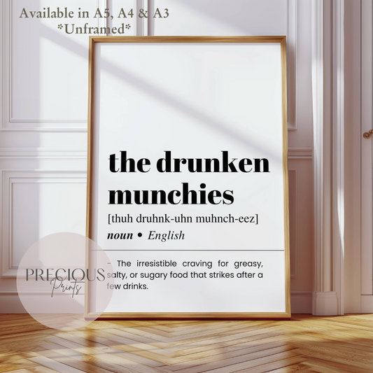 Drunken Munchies Definition Poster