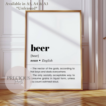 Beer Word Definition Poster