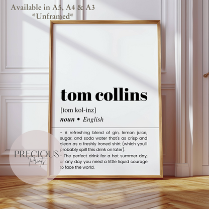 Tom Collins Definition Poster
