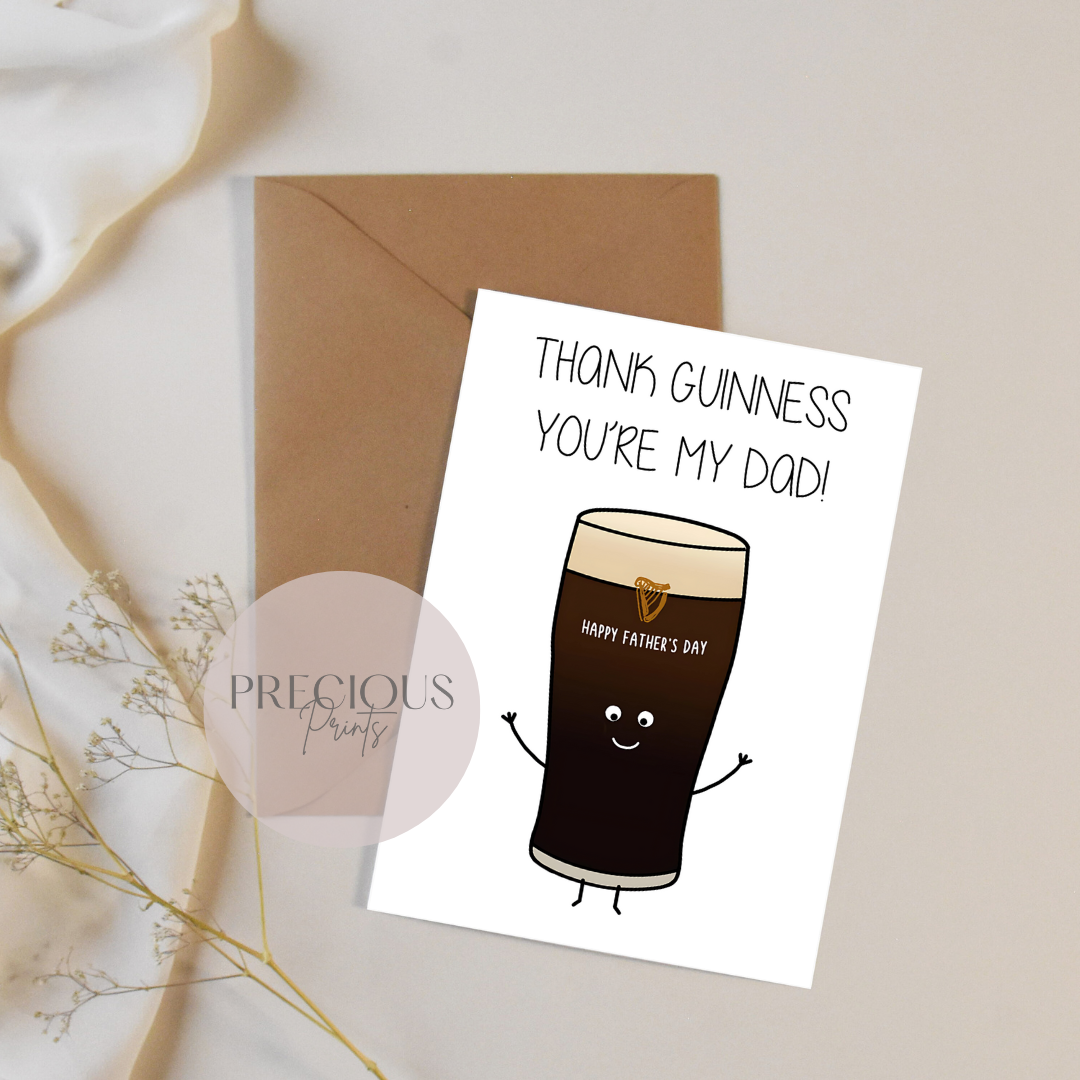 Funny Guinness Father's Day Card / Pun Father's Day Card / Stout Father's Day Card / Guinness Card For Dad