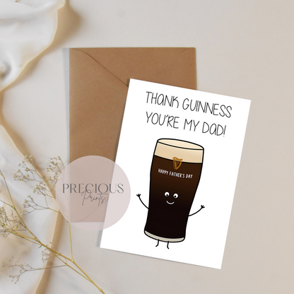 Funny Guinness Father's Day Card / Pun Father's Day Card / Stout Father's Day Card / Guinness Card For Dad