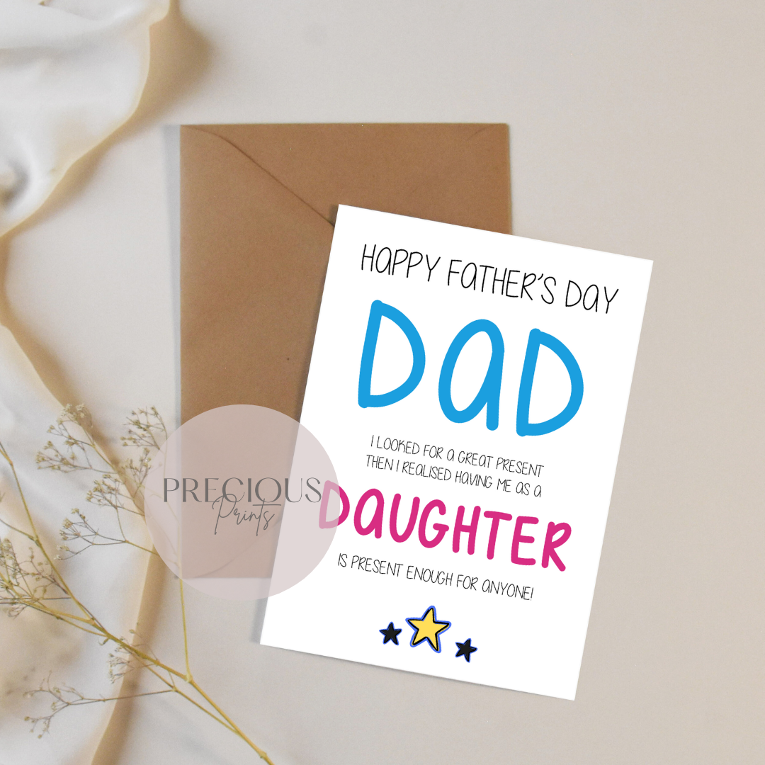Happy Father's Day Card / Dad and Daughter Card / Happy Father's Day
