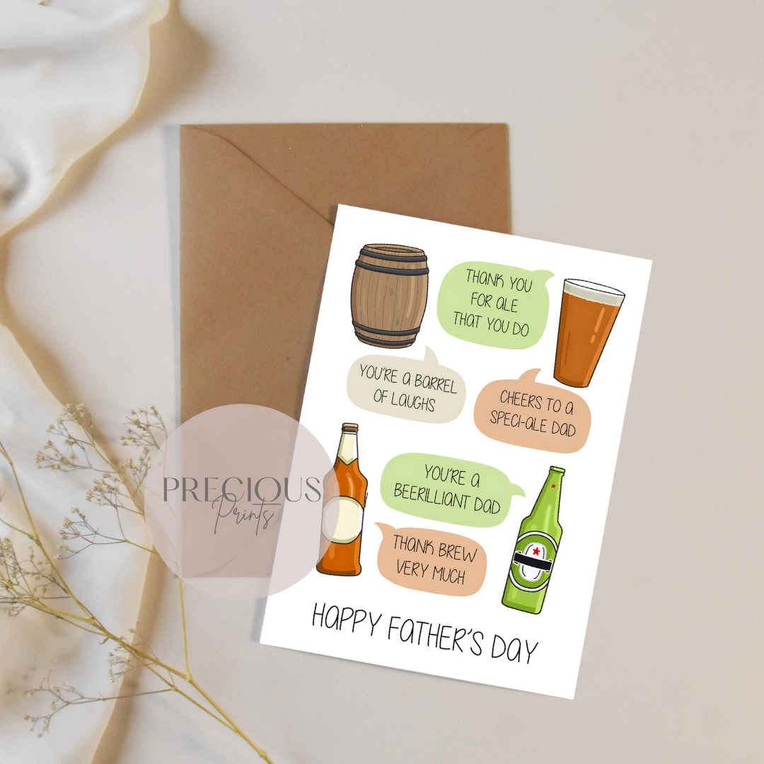 Happy Father's Day Card / Beer Humour Funny Card / Happy Father's Day
