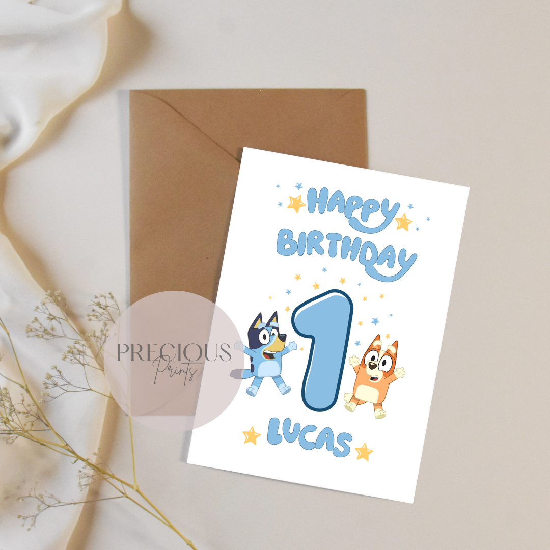 Personalised Bluey Birthday Card