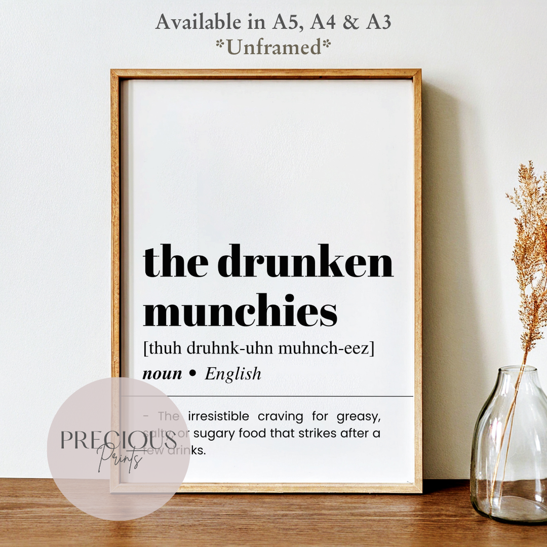 Drunken Munchies Definition Poster