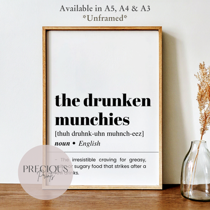 Drunken Munchies Definition Poster