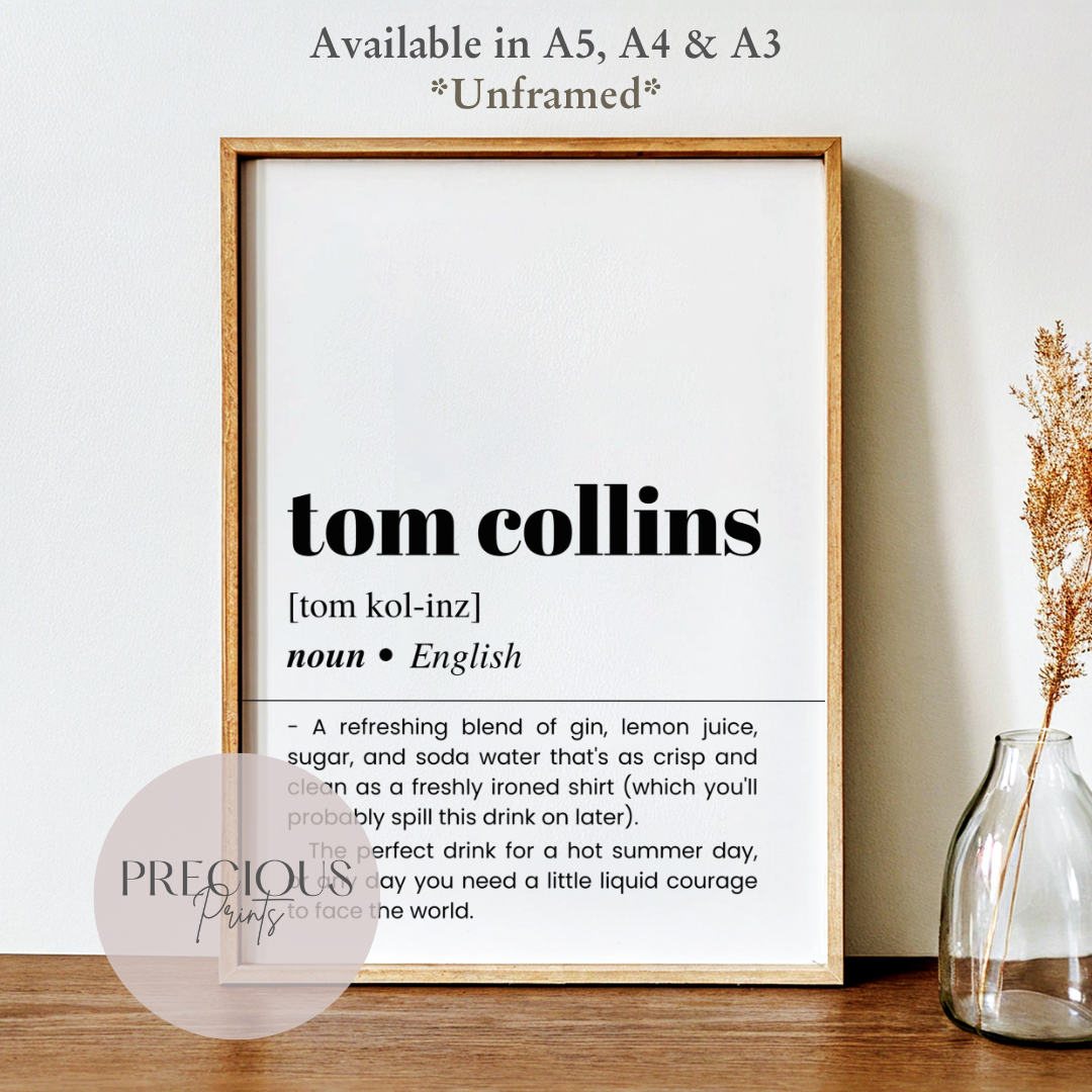 Tom Collins Definition Poster