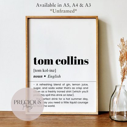 Tom Collins Definition Poster