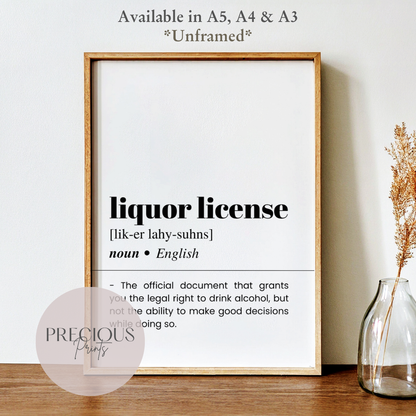 Liquor License Definition Poster