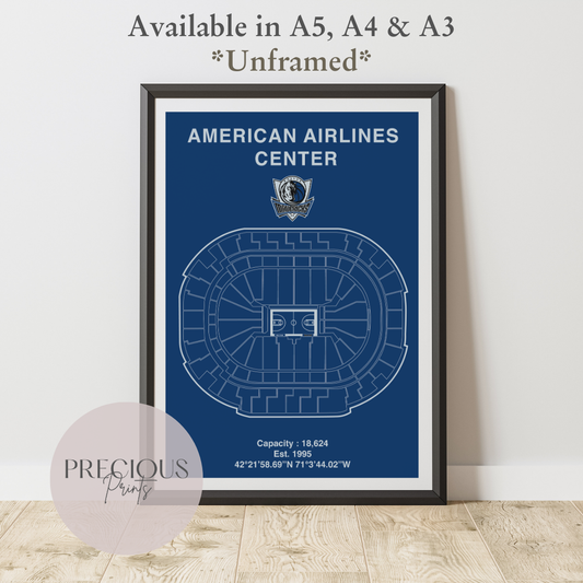 Dallas Mavericks American Airlines Center Poster / United Center / American Baskell Poster