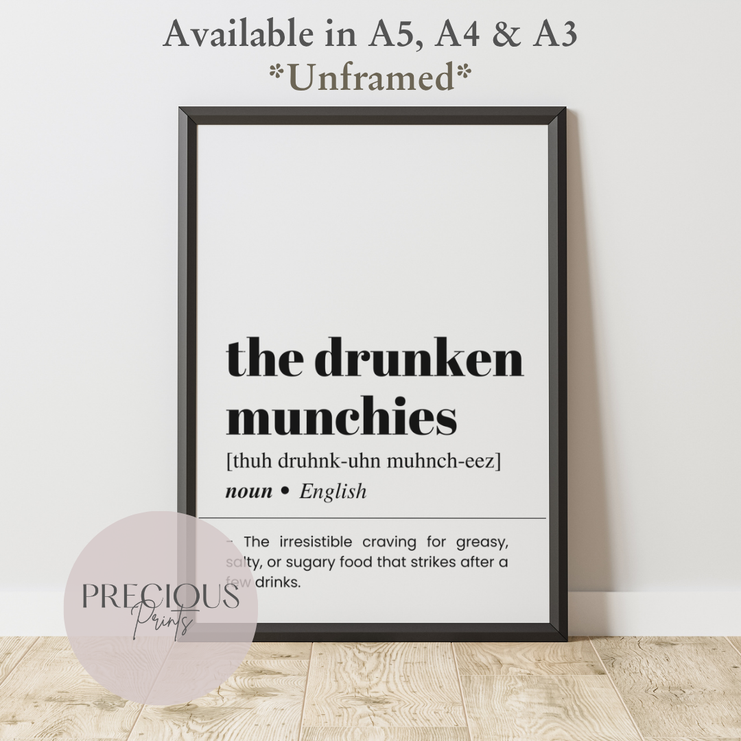 Drunken Munchies Definition Poster