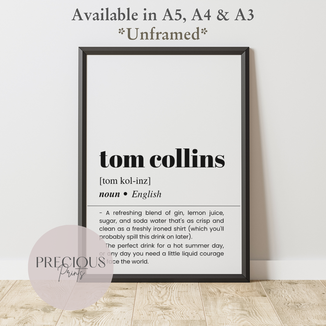 Tom Collins Definition Poster