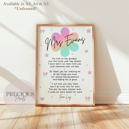 Personalised Thank You Teacher Print