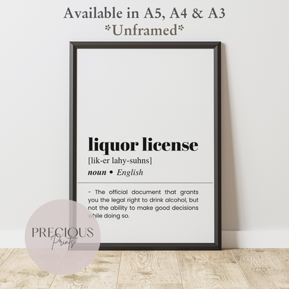 Liquor License Definition Poster