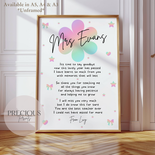 Personalised Thank You Teacher Print