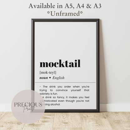 Mocktail Definition Funny Poster