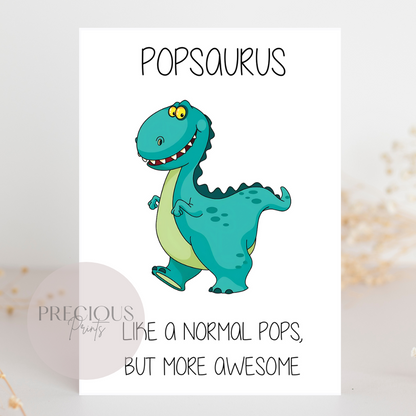 Popsaurus Dinosaur Fathers Day Card / Cute Father's Day Card