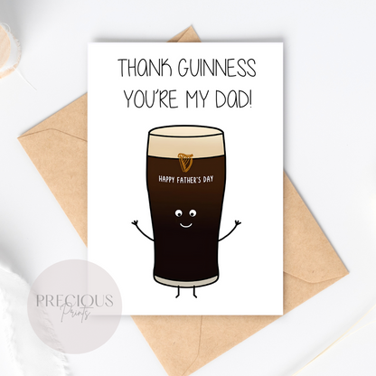 Funny Guinness Father's Day Card / Pun Father's Day Card / Stout Father's Day Card / Guinness Card For Dad