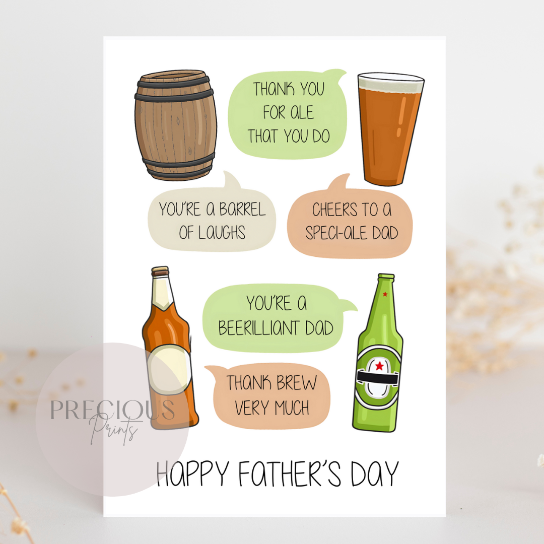Happy Father's Day Card / Beer Humour Funny Card / Happy Father's Day