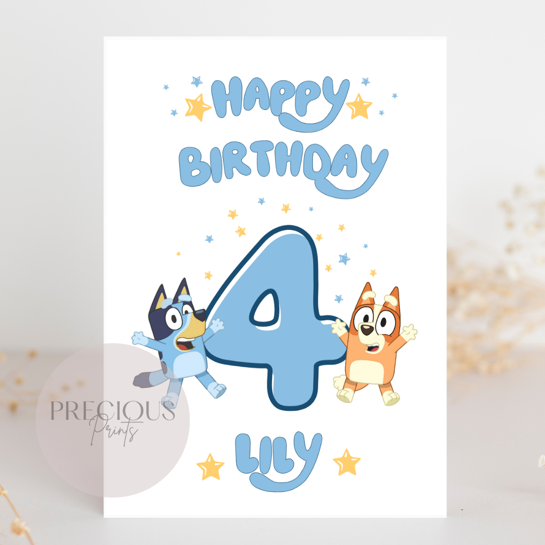 Personalised Bluey Birthday Card