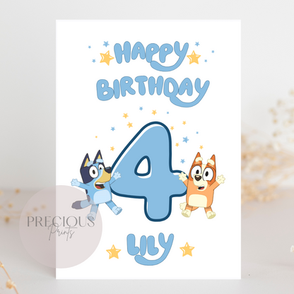 Personalised Bluey Birthday Card